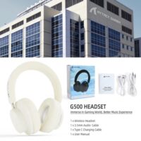 ATTACK SHARK G500 Ultra-Light Dual-Mode Gaming Headset - White - Image 3