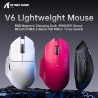ATTACK SHARK V6 Ultra-Light Tri-Mode Gaming Mouse - Red - Image 4