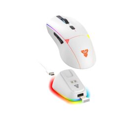 Fantech Crypto II Wireless WG7V2RD Gaming Mouse White – Tri-Mode Connectivity, 12,000 DPI, 1000Hz Polling, Charging Dock, RGB Lighting