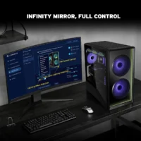 Lian Li VECTOR V150 INF Black Micro-ATX PC Case | Dual-Chamber Design | 360mm Radiator Support | UNI FAN INF Wireless | Tempered Glass Side Panel | USB-C - Image 6