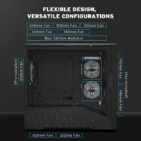 Lian Li VECTOR V150 INF Black Micro-ATX PC Case | Dual-Chamber Design | 360mm Radiator Support | UNI FAN INF Wireless | Tempered Glass Side Panel | USB-C - Image 8