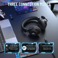 ATTACK SHARK L50 PRO Tri-Mode Wireless Gaming Headset – 7.1 Surround Sound, 53mm Drivers, AI Noise Cancelling Mic, Bluetooth 5.3 – Black - Image 2