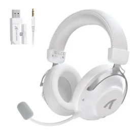 ATTACK SHARK L50 PRO Tri-Mode Wireless Gaming Headset White – 7.1 Surround Sound, 53mm Drivers, AI Noise Cancelling Mic, Bluetooth 5.3 – White