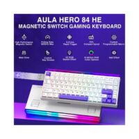 AULA HERO 84 HE Wired Mechanical Keyboard White Purple – Black Emperor Hall Effect Switches - Image 3