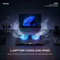 Amaze A504 Dual-Fan Laptop Cooling Pad – Ergonomic Stand with Blue LED Lighting, Adjustable Height & Dual USB Ports (For Laptops Up to 15.6") - Image 3