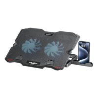 Amaze A504 Dual-Fan Laptop Cooling Pad – Ergonomic Stand with Blue LED Lighting, Adjustable Height & Dual USB Ports (For Laptops Up to 15.6")