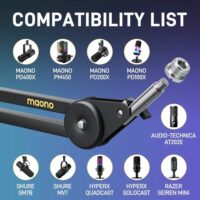 MAONO BA37 Microphone Boom Arm Heavy Duty Adjustable Metal Suspension Upgraded Desk Clamp and 3/8″ to 5/8″ Screw Adapter - Image 2