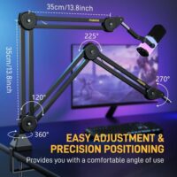 MAONO BA37 Microphone Boom Arm Heavy Duty Adjustable Metal Suspension Upgraded Desk Clamp and 3/8″ to 5/8″ Screw Adapter - Image 5