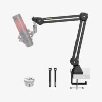 MAONO BA37 Microphone Boom Arm Heavy Duty Adjustable Metal Suspension Upgraded Desk Clamp and 3/8″ to 5/8″ Screw Adapter