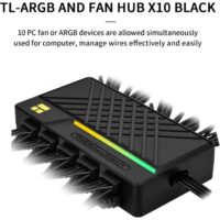 Thermalright Hub X10 IR ARGB and Fan Controller Black – 10-Port All-in-One PWM Fan & Addressable RGB Lighting Hub with Remote Control - Image 6