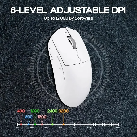 AJAZZ AJ139 V2 MC Tri-Mode Wireless Gaming Mouse White – PAW3311 Sensor, 12,000 DPI, 1000Hz Polling Rate, 66g, RGB Magnetic Charging Dock thumbnail 3