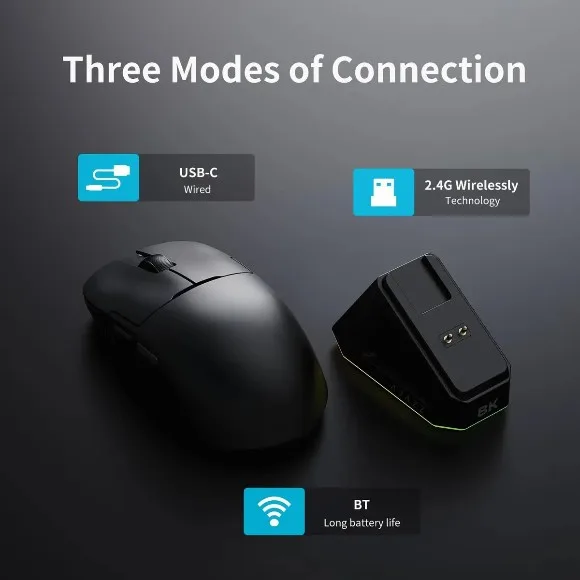 AJAZZ AJ159 PRO Wireless Gaming Mouse Black – PAW3395 Sensor, 26,000 DPI, 8K Polling Rate, Tri-Mode Connectivity, 56g Lightweight with Magnetic Charging Dock thumbnail 5