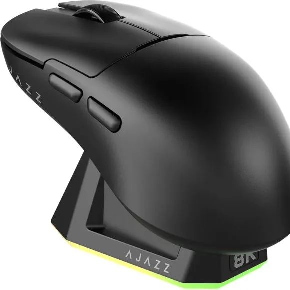 AJAZZ AJ159 PRO Wireless Gaming Mouse Black – PAW3395 Sensor, 26,000 DPI, 8K Polling Rate, Tri-Mode Connectivity, 56g Lightweight with Magnetic Charging Dock