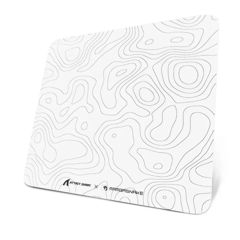 ATTACK SHARK CM05 Glass Gaming Mousepad – White Contours | 450 × 400mm | 9H Tempered Glass | Nano-Micro-Etched Surface