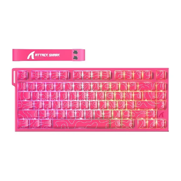 Attack Shark R82 HE 75% RGB Rapid Trigger Magnetic Gaming Keyboard – Pink Contours