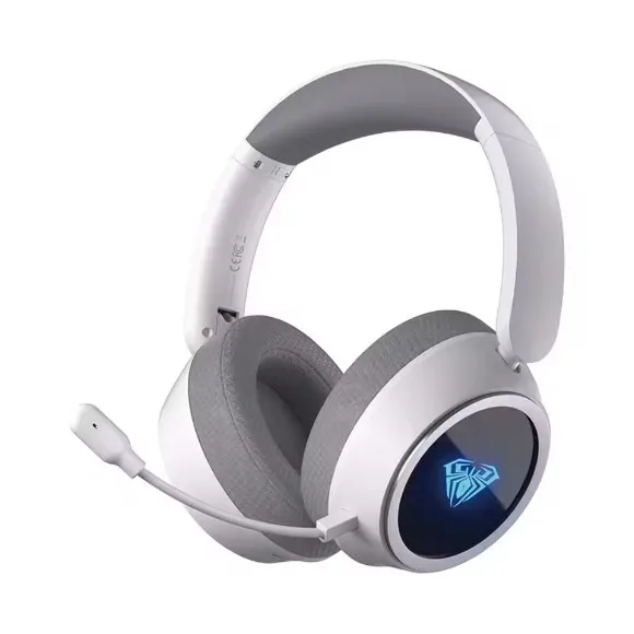AULA A600 Wireless Gaming Headset White | 53mm Hi-Res Drivers | Quad-Mode | 2.4GHz | Bluetooth | 110H Battery | Detachable Mic