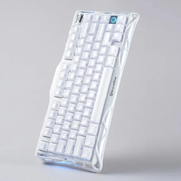 GravaStar Mercury K1 75% Wireless Mechanical Gaming Keyboard – Opaline White RGB, Hot-Swappable Switches, 8000mAh Battery (Copy)