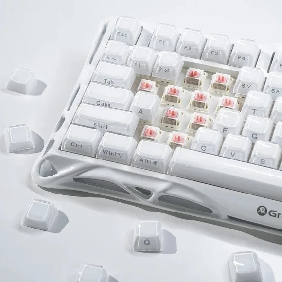 GravaStar Mercury K1 75% Wireless Mechanical Gaming Keyboard – Opaline White RGB, Hot-Swappable Switches, 8000mAh Battery (Copy) thumbnail 4