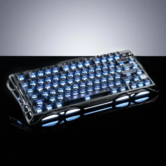 GravaStar Mercury K1 75% Wireless Mechanical Gaming Keyboard – Stealth Black RGB, Hot-Swappable Switches, 8000mAh Battery