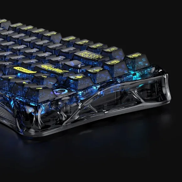 GravaStar Mercury K1 Lite Mechanical Gaming Keyboard – Transparent Black, 75% Layout, 80 Keys, RGB Backlit, Tri-Mode Wireless, Hot-Swappable Switches thumbnail 3