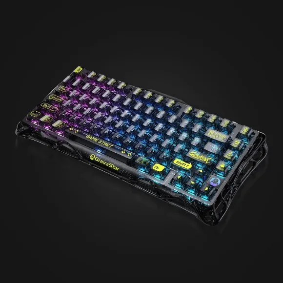 GravaStar Mercury K1 Lite Mechanical Gaming Keyboard – Transparent Black, 75% Layout, 80 Keys, RGB Backlit, Tri-Mode Wireless, Hot-Swappable Switches thumbnail 2