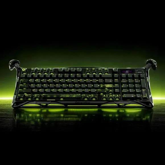 GravaStar Mercury K98 Pro Wireless Mechanical Gaming Keyboard – 98 Keys, 8000Hz Polling Rate, TFT Display, RGB - Phantom Black
