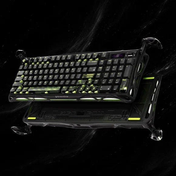 GravaStar Mercury K98 Pro Wireless Mechanical Gaming Keyboard – 98 Keys, 8000Hz Polling Rate, TFT Display, RGB - Phantom Black thumbnail 6
