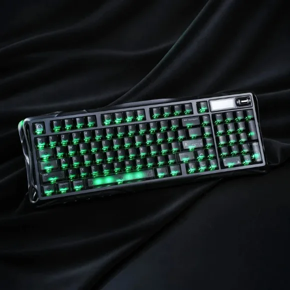 GravaStar Mercury K98 Wireless Mechanical Gaming Keyboard – 98-Key, RGB, TFT Display, Tri-Mode Connectivity - Smoky Translucent thumbnail 2