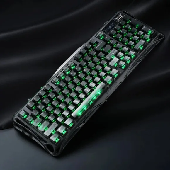 GravaStar Mercury K98 Wireless Mechanical Gaming Keyboard – 98-Key, RGB, TFT Display, Tri-Mode Connectivity - Smoky Translucent