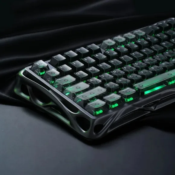 GravaStar Mercury K98 Wireless Mechanical Gaming Keyboard – 98-Key, RGB, TFT Display, Tri-Mode Connectivity - Smoky Translucent thumbnail 3