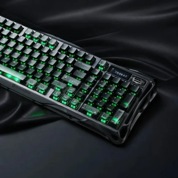 GravaStar Mercury K98 Wireless Mechanical Gaming Keyboard – 98-Key, RGB, TFT Display, Tri-Mode Connectivity - Smoky Translucent thumbnail 7
