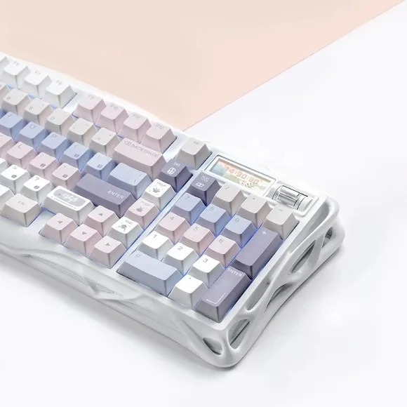 GravaStar Mercury K98 Wireless Mechanical Gaming Keyboard – 98-Key, RGB, TFT Display, Tri-Mode Connectivity - Pastel Whisper thumbnail 4