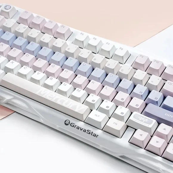 GravaStar Mercury K98 Wireless Mechanical Gaming Keyboard – 98-Key, RGB, TFT Display, Tri-Mode Connectivity - Pastel Whisper thumbnail 5
