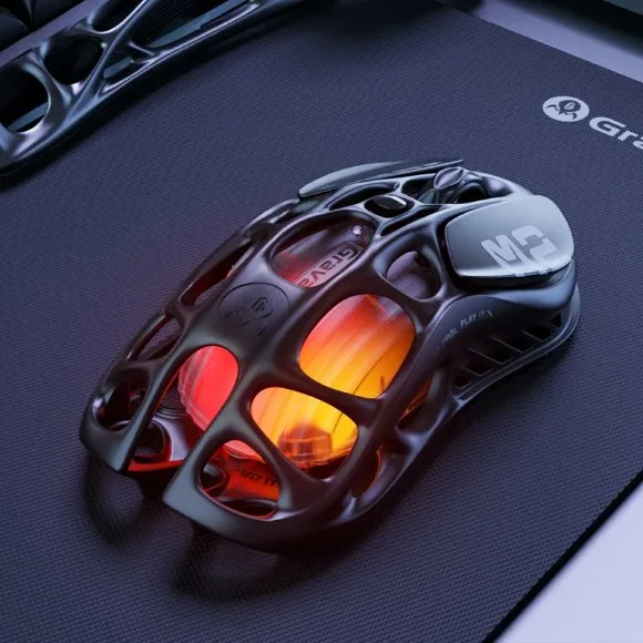 GravaStar Mercury M2 Wireless Gaming Mouse – 26000 DPI PAW3395 Sensor, 1000Hz Polling Rate, Tri-Mode Connectivity, RGB Lighting Black thumbnail 2