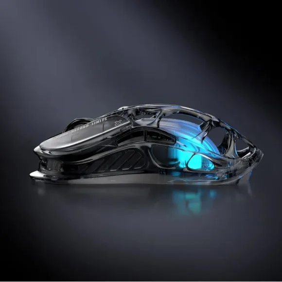 GravaStar Mercury M2 Wireless Gaming Mouse – 26000 DPI PAW3395 Sensor, 1000Hz Polling Rate, Tri-Mode Connectivity, RGB Lighting Transparent Black thumbnail 2