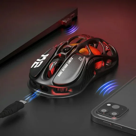 GravaStar Mercury M2 Wireless Gaming Mouse – 26000 DPI PAW3395 Sensor, 1000Hz Polling Rate, Tri-Mode Connectivity, RGB Lighting Black thumbnail 6