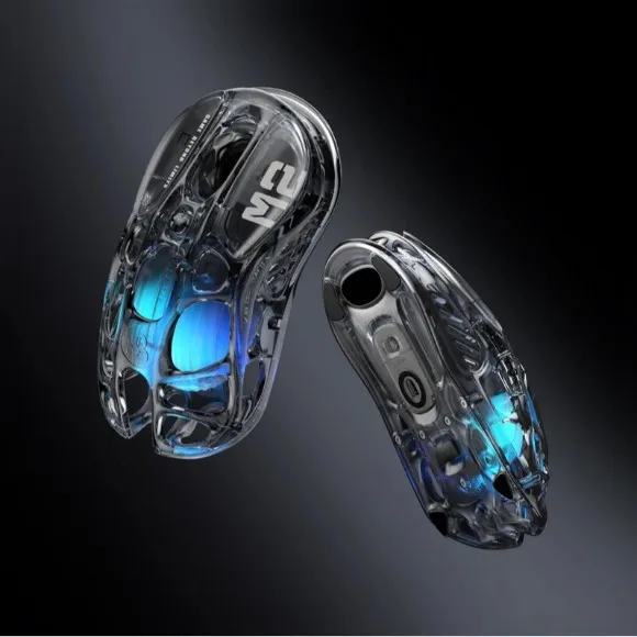 GravaStar Mercury M2 Wireless Gaming Mouse – 26000 DPI PAW3395 Sensor, 1000Hz Polling Rate, Tri-Mode Connectivity, RGB Lighting Transparent Black thumbnail 3