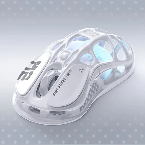 GravaStar Mercury M2 Wireless Gaming Mouse – 26000 DPI PAW3395 Sensor, 1000Hz Polling Rate, Tri-Mode Connectivity, RGB Lighting Opaline White