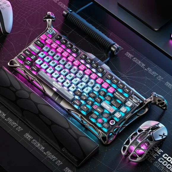 GravaStar Mercury V75 Pro Gaming Keyboard – 75% Layout, Hall Effect Magnetic Switches, 8000Hz Polling Rate, Rapid Trigger, RGB - Cyberpunk thumbnail 7