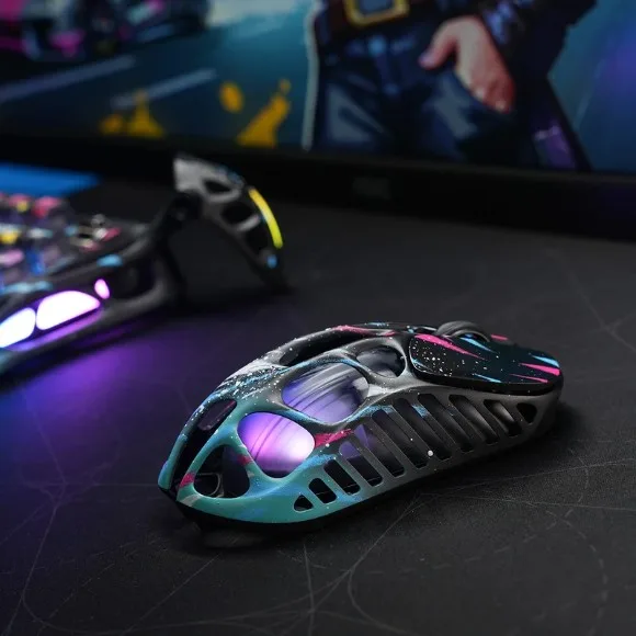 GravaStar Mercury X Pro 8KHz Wireless Gaming Mouse 32000 DPI PAW3950 Sensor, 49g Ultralight Magnesium Alloy, Tri-Mode Connectivity, RGB - Special Edition Neon Graffiti thumbnail 4
