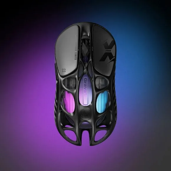 GravaStar Mercury X Pro 8KHz Wireless Gaming Mouse 32000 DPI PAW3950 Sensor, 49g Ultralight Magnesium Alloy, Tri-Mode Connectivity, RGB - Galaxy Black