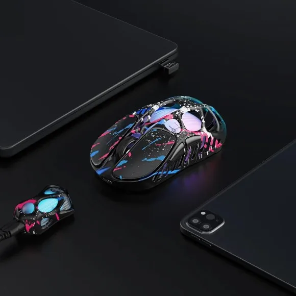 GravaStar Mercury X Pro 8KHz Wireless Gaming Mouse 32000 DPI PAW3950 Sensor, 49g Ultralight Magnesium Alloy, Tri-Mode Connectivity, RGB - Special Edition Neon Graffiti thumbnail 3