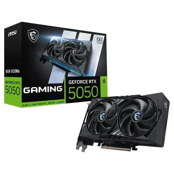 MSI GeForce RTX 5050 8G GAMING OC Graphics Card – 8GB GDDR6, 2632MHz Boost Clock, 2560 CUDA Cores, DLSS 4.5, Ray Tracing, PCIe Gen 5, Dual Fan, 8K Support