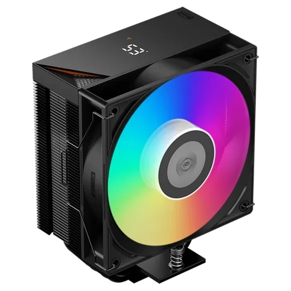 PCCOOLER RT400 Digital ARGB CPU Air Cooler 235W TDP – Digital Temperature Display, 4×6mm Copper Heat Pipes, 120mm ARGB Fan, Intel LGA1851/1700 & AMD AM5/AM4, Black