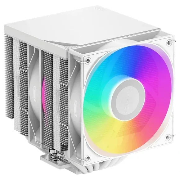 PCCOOLER RT620 PRO ARGB TC CPU Air Cooler 265W TDP – Dual Tower Design, 6×6mm Copper Heat Pipes, Dual 120mm ARGB Fans, Intel LGA1851/1700 & AMD AM5/AM4, White