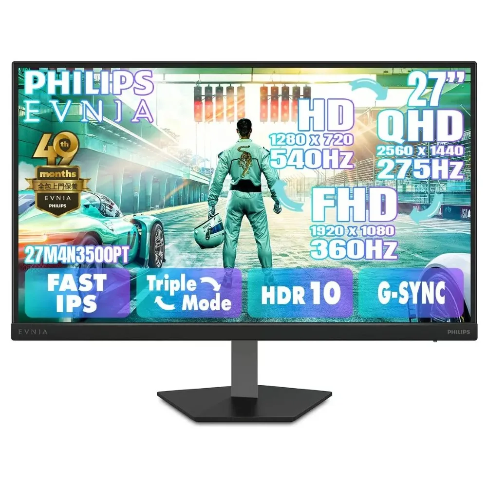 Philips Evnia 27M4N3500PT 27-Inch QHD 275Hz Triple-Mode Gaming Monitor – Fast IPS, 0.3ms MBR, HDR10, HDMI 2.1