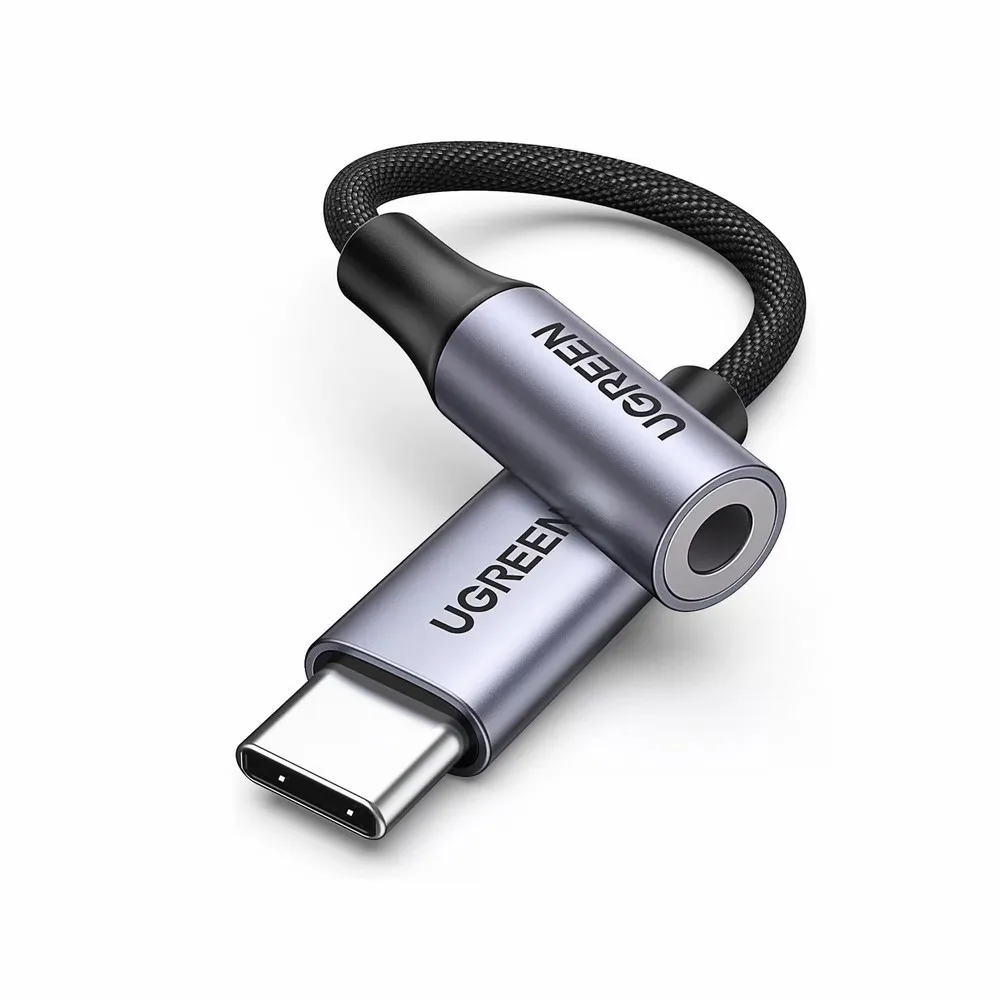 UGREEN 80154 USB-C to 3.5mm Audio Adapter – Hi-Fi DAC, 24-bit/96kHz, Microphone Support, Nylon Braided Cable